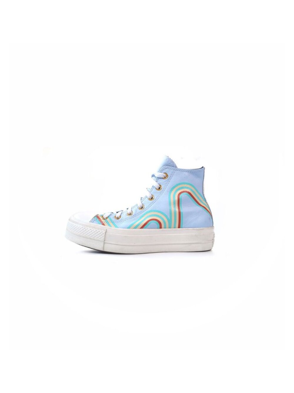 Converse Chuck Taylor All Star Hi Rainbow You Blue Leather Sneaker Size 8